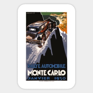 Monte Carlo Automotive Rallye, January 1930 Art Deco Poster Design Sticker